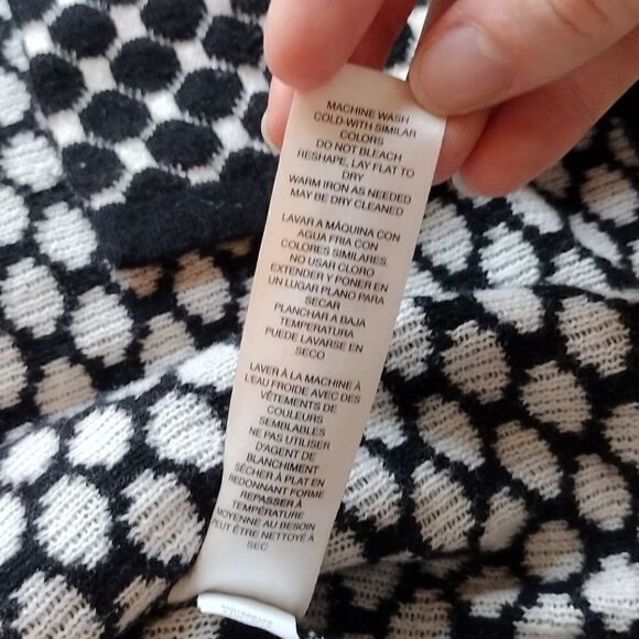 Chico's Women's Size 2 Polka Dot Button up Cardigan Top Black and White Coverup - Picture 7 of 16